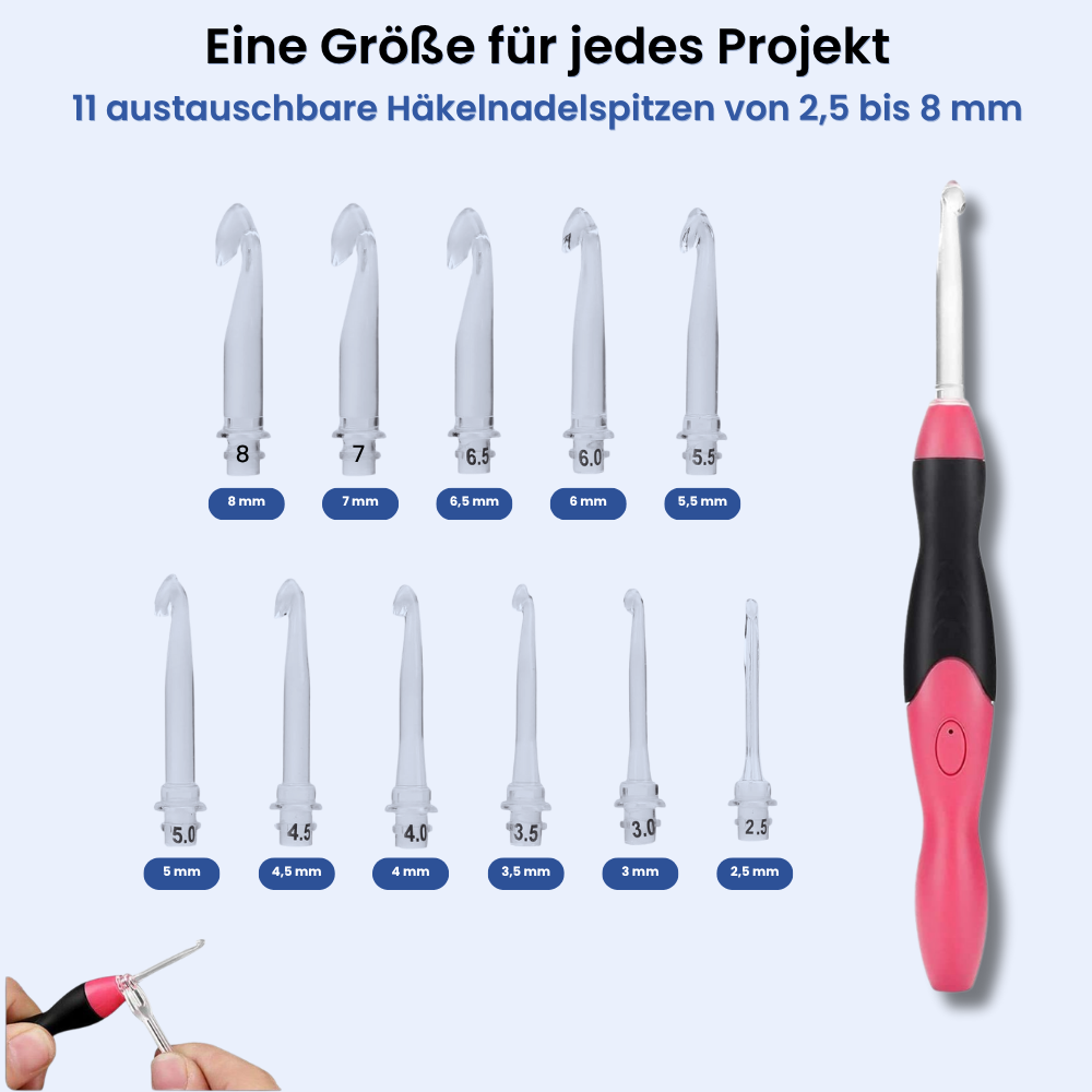 Crealis LichtHäkel™ – Set beleuchteter Häkelnadeln für optimale Sicht