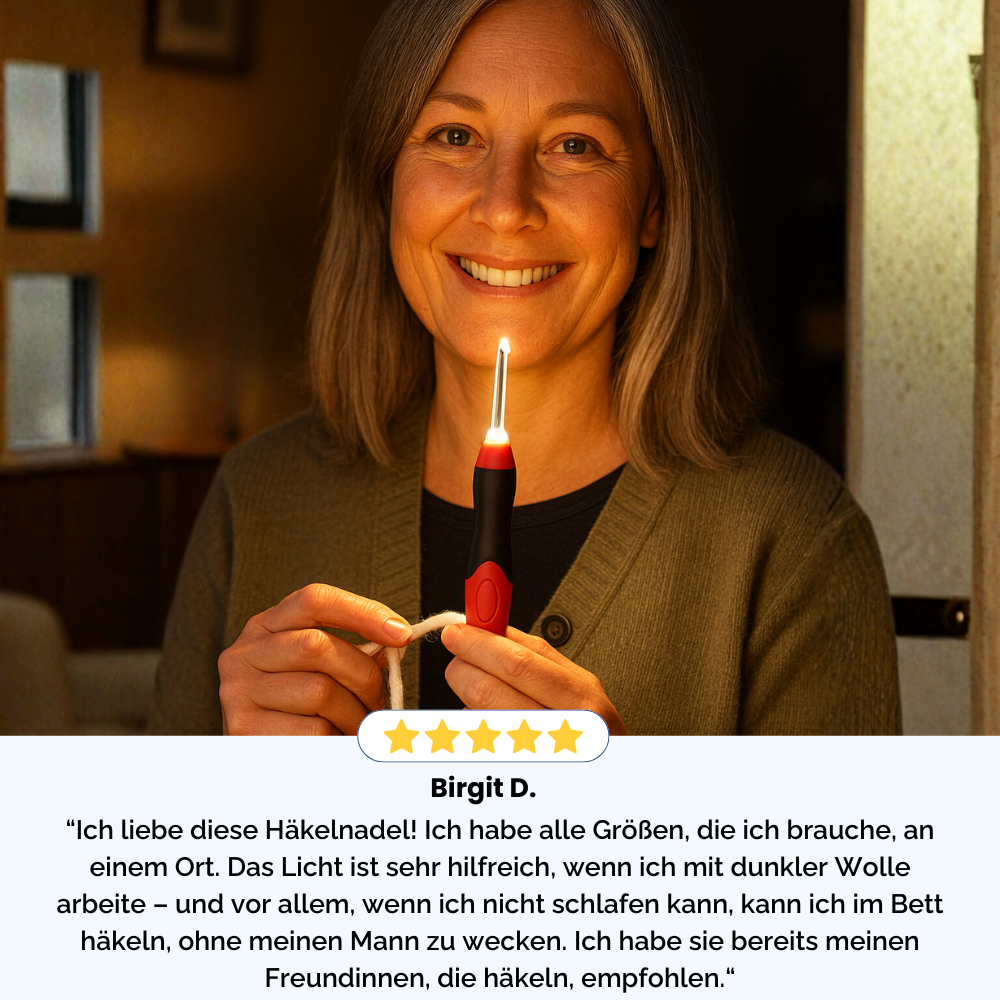 Crealis LichtHäkel™ – Set beleuchteter Häkelnadeln für optimale Sicht