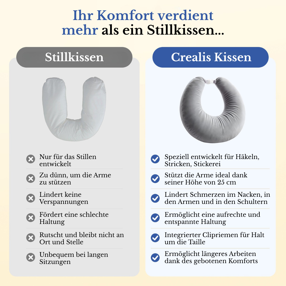 Ergonomisches Crealis-Kissen – Ihr Komfort-Verbündeter für kreative Momente